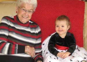 Shirley and Szaba in holiday red