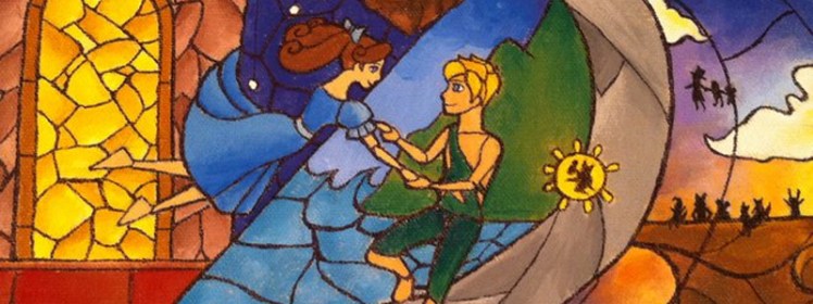 © Peter Pan and Wendy Stained Glass by VanillaKeyblade